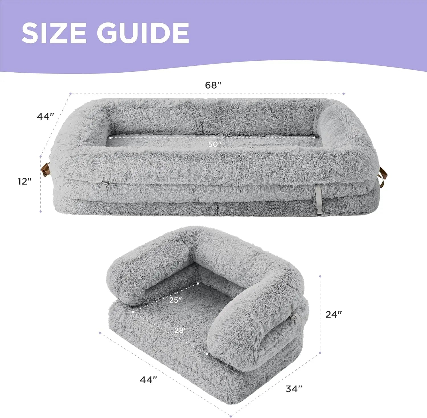 3-in-1 Flexible Oversized Dog Bed for Adults