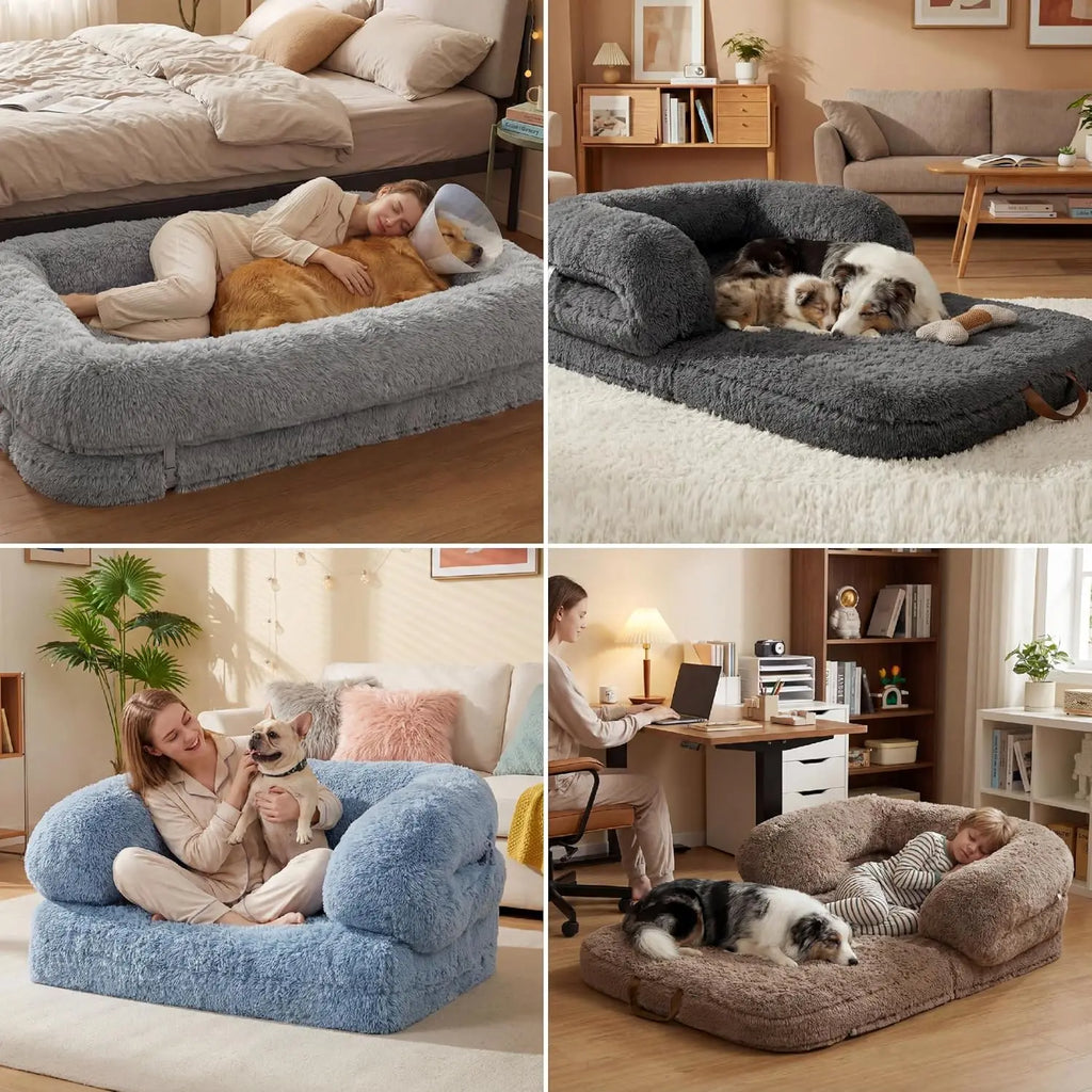 3-in-1 Flexible Oversized Dog Bed for Adults